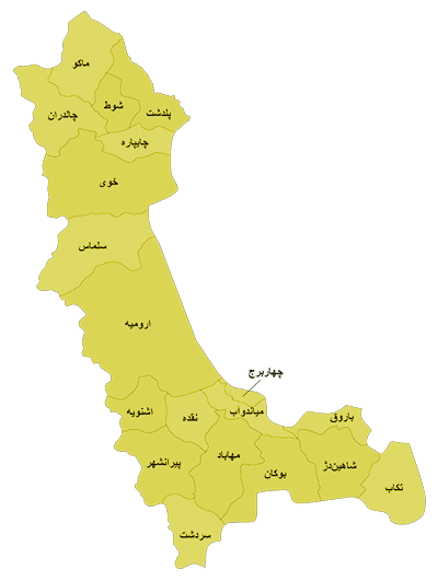 نقشه استان آذربایجان غربی